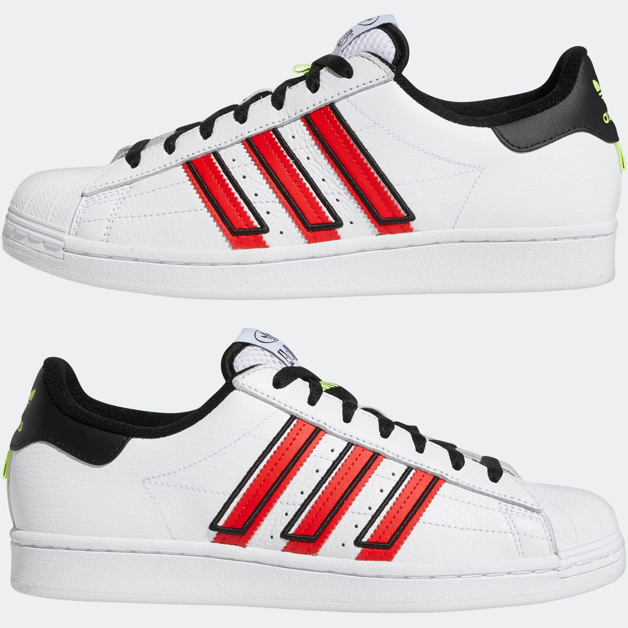 Adidas Men's Superstar Shoes - Cloud White / Vivid Red / Solar Yellow