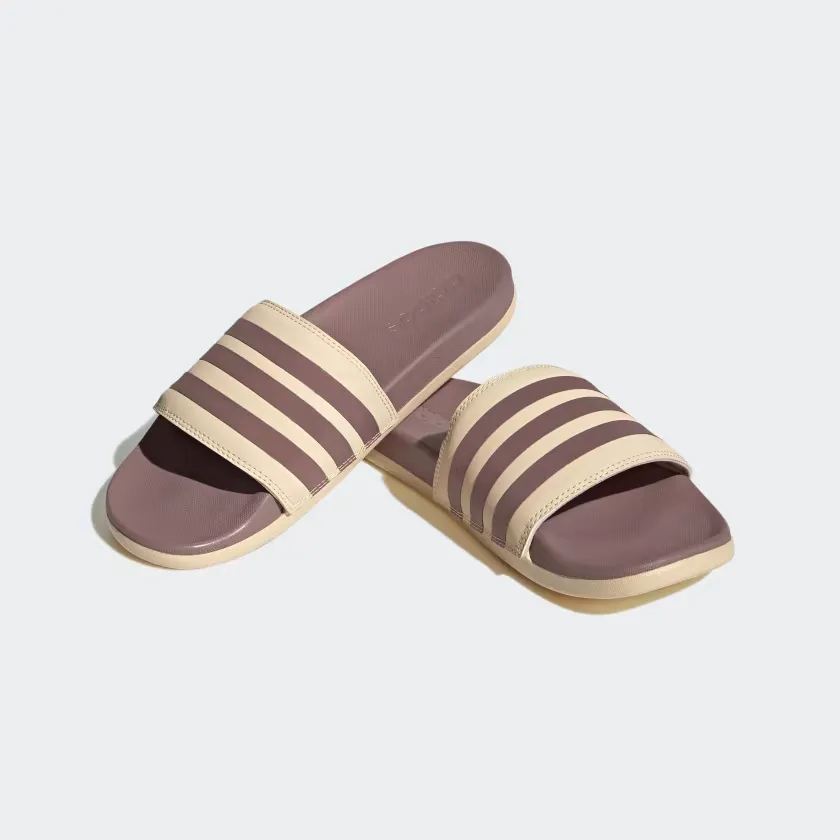 Adidas Women's Adilette Comfort Slides - Sand Strata / Purple