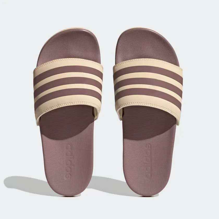 Adidas Women's Adilette Comfort Slides - Sand Strata / Purple