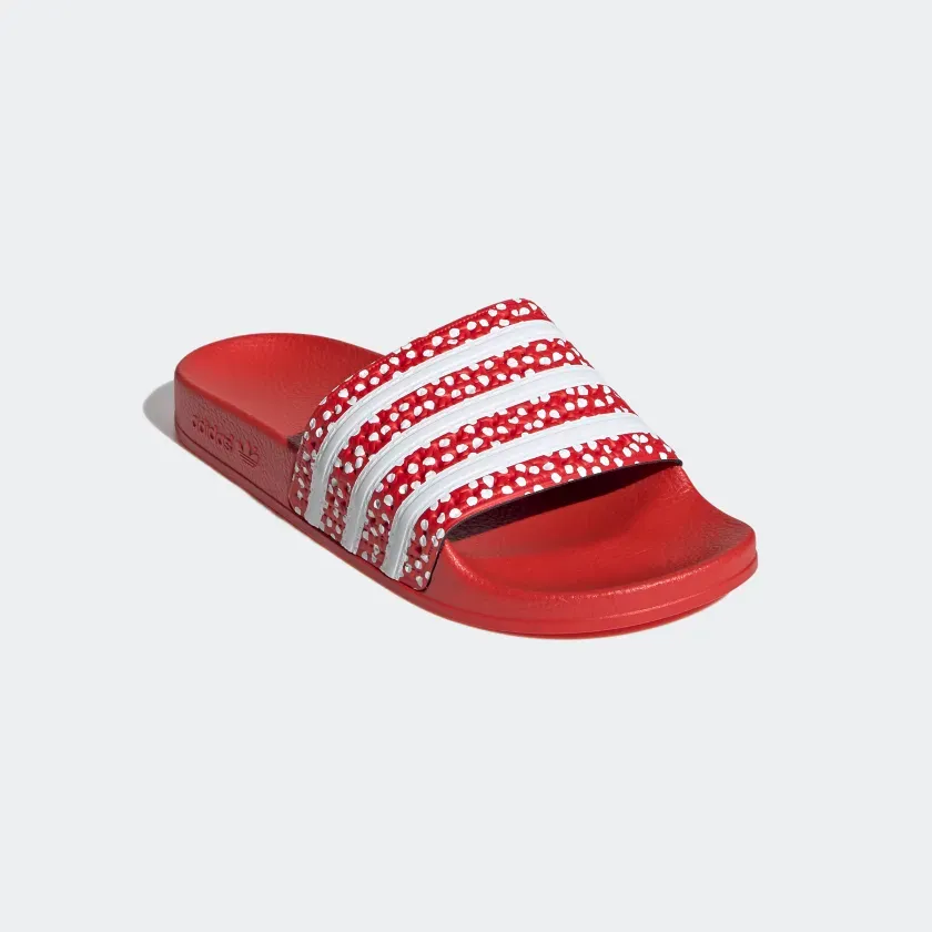 Adidas Women's Adilette Slides - Cloud White / Vivid Red