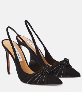 Aquazzura Embellished Suede Heel Atelier Shoes, Black