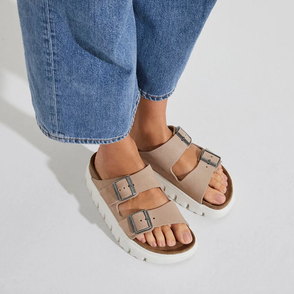 Arizona Chunky in Warm Sand Suede Narrow Width by Birkenstock