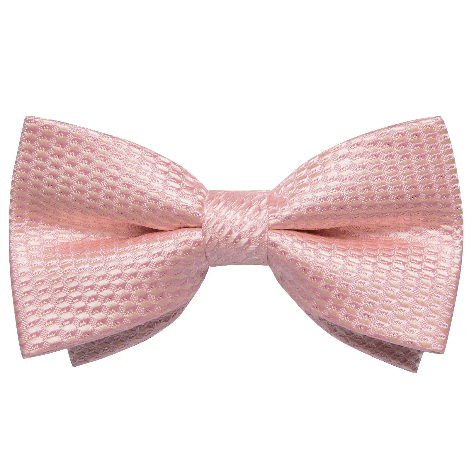 Baby Pink Polka Dot Jacquard Silk Men Vest Necktie Bow Tie Handkerchief Cufflinks Set