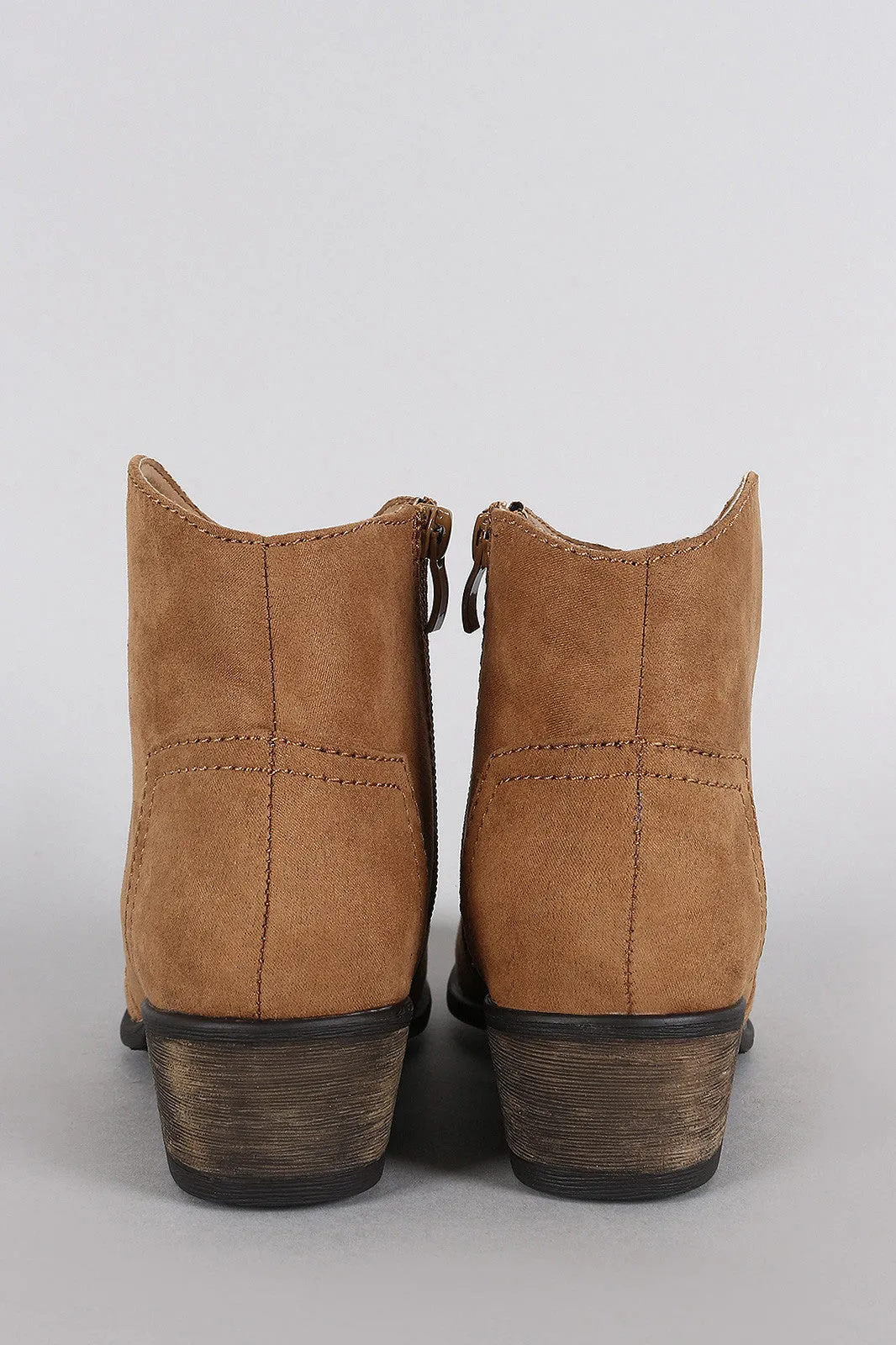 Bamboo Suede Almond Toe Cowgirl Booties