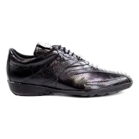 Belvedere Bene in Black Genuine Ostrich & Soft Calf Sneakers