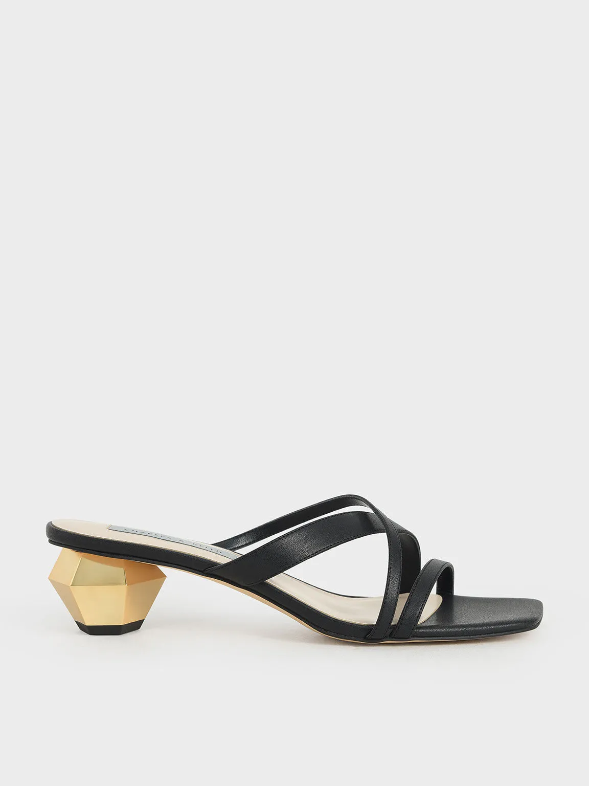 Cross Strap Heeled Mules