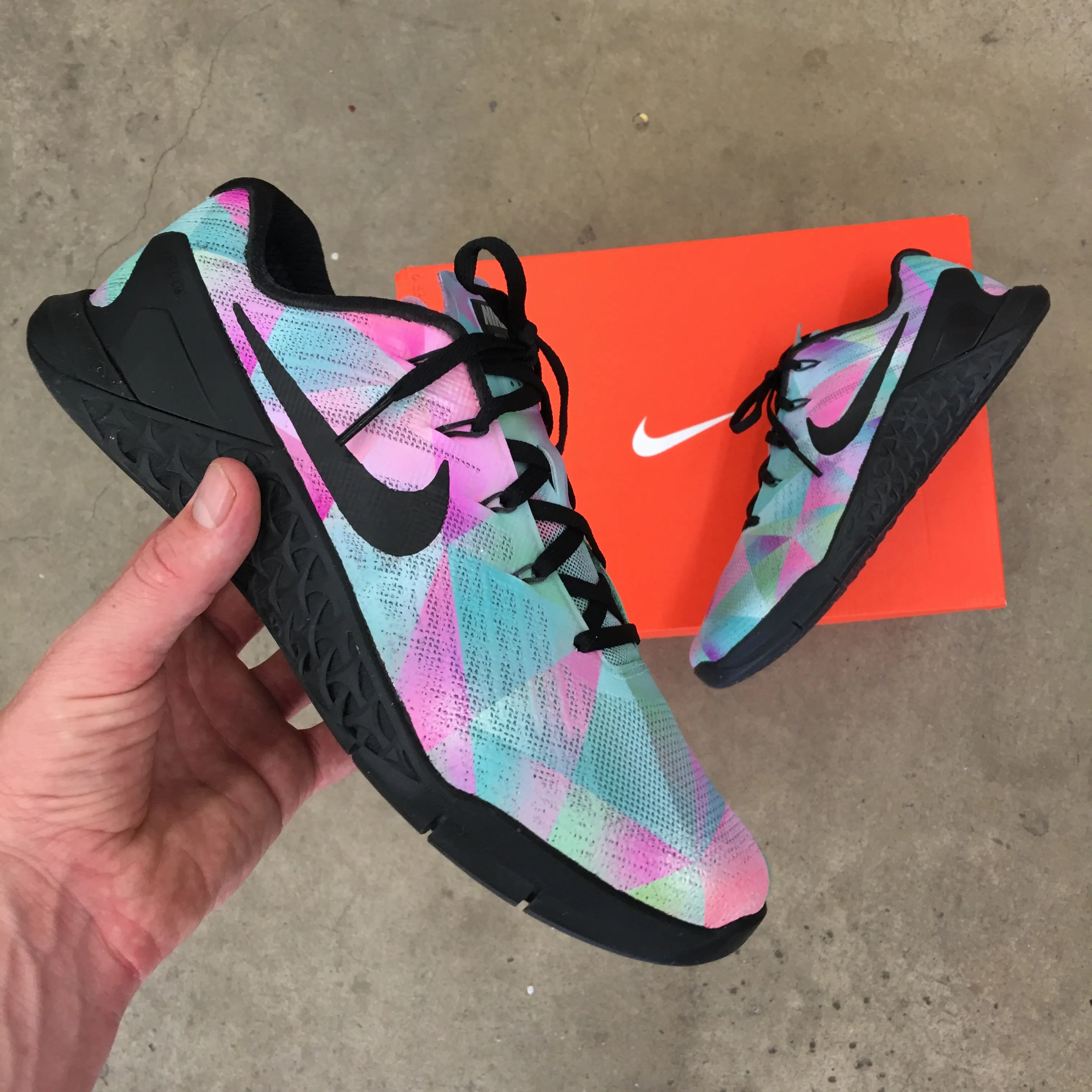 Custom Painted Pastel Prism Nike Metcon 4 Trainers