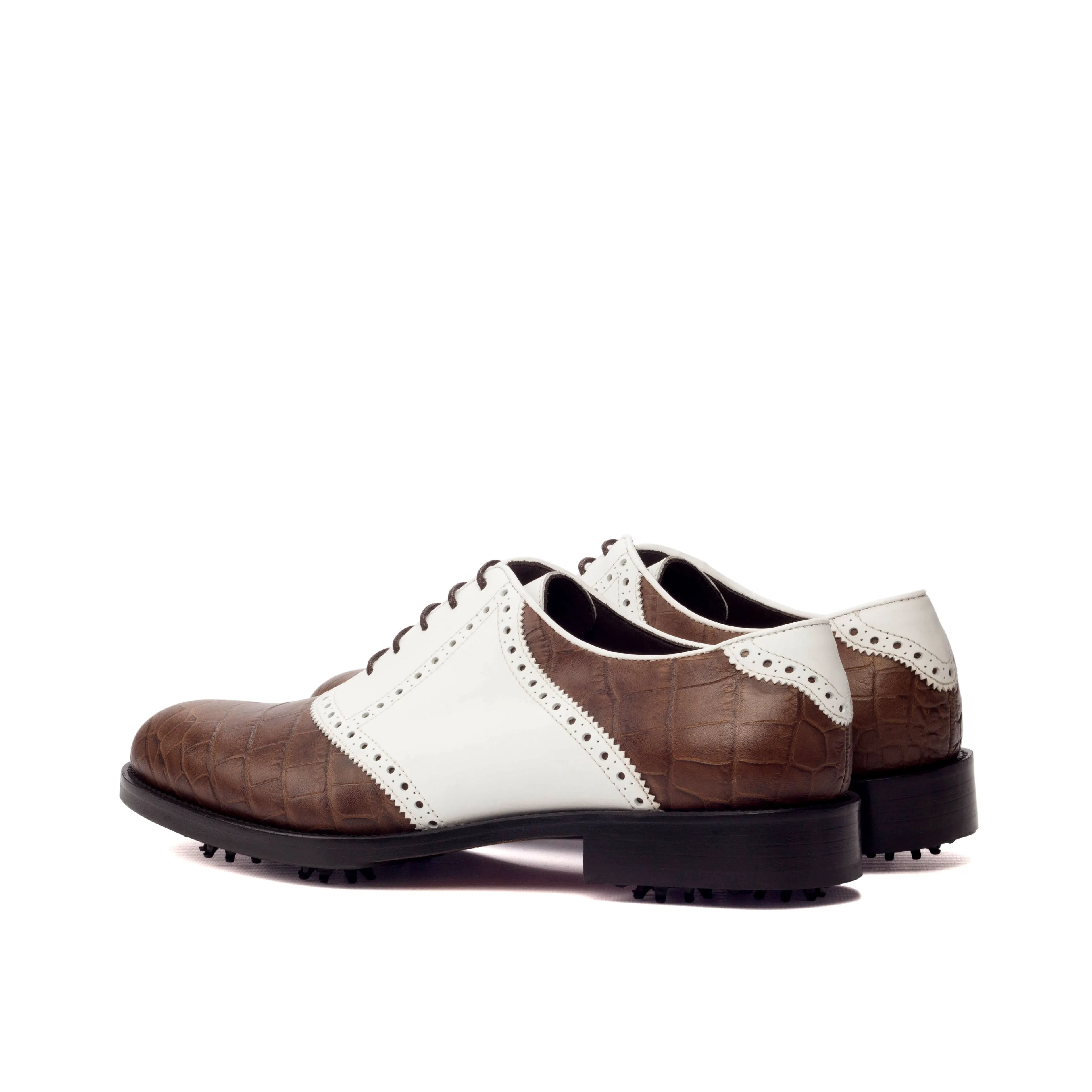 DapperFam Fabrizio Golf in Dark Brown / White Men's Italian Leather Saddle