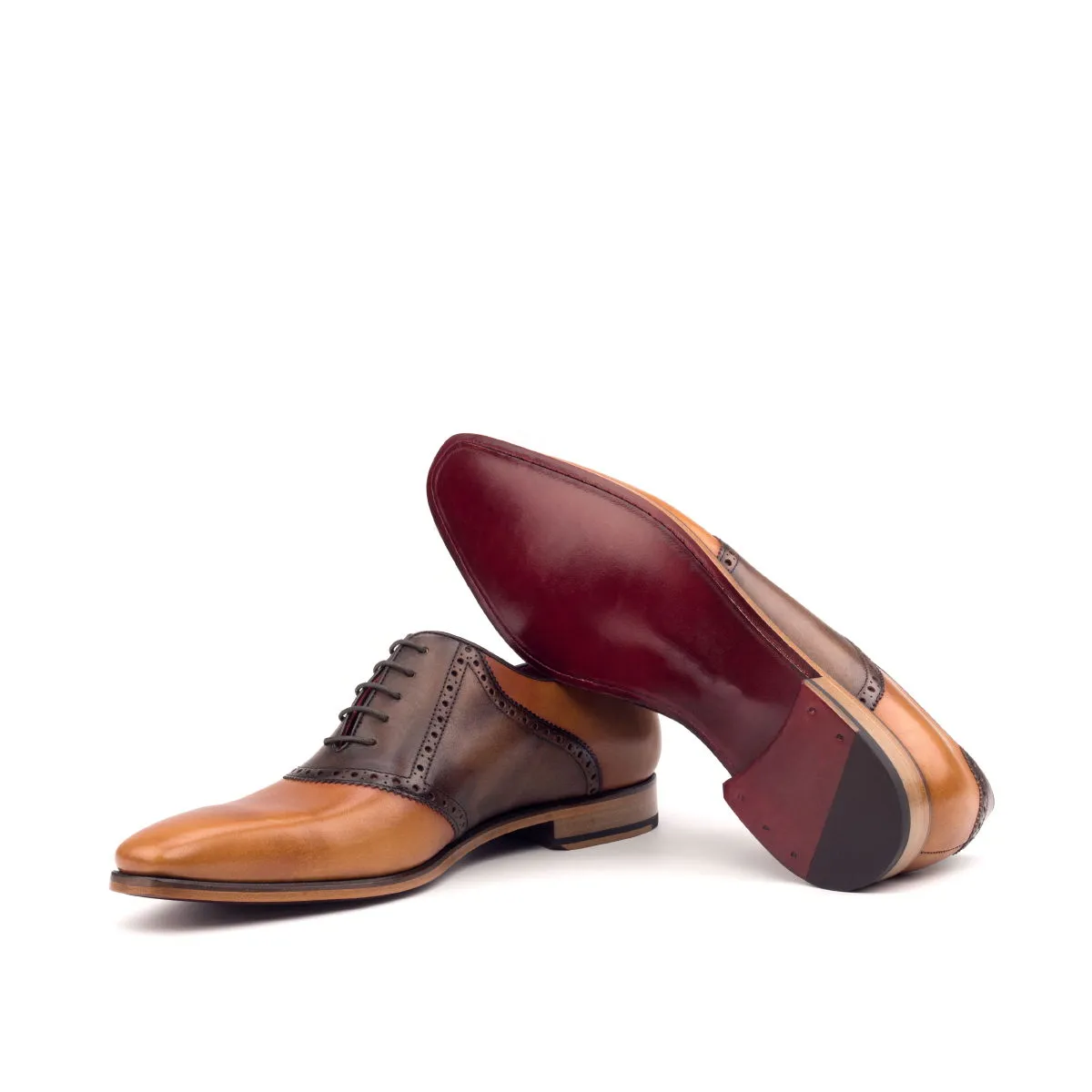 DapperFam Fabrizio in Cognac / Dark Brown Men's Italian Leather Saddle