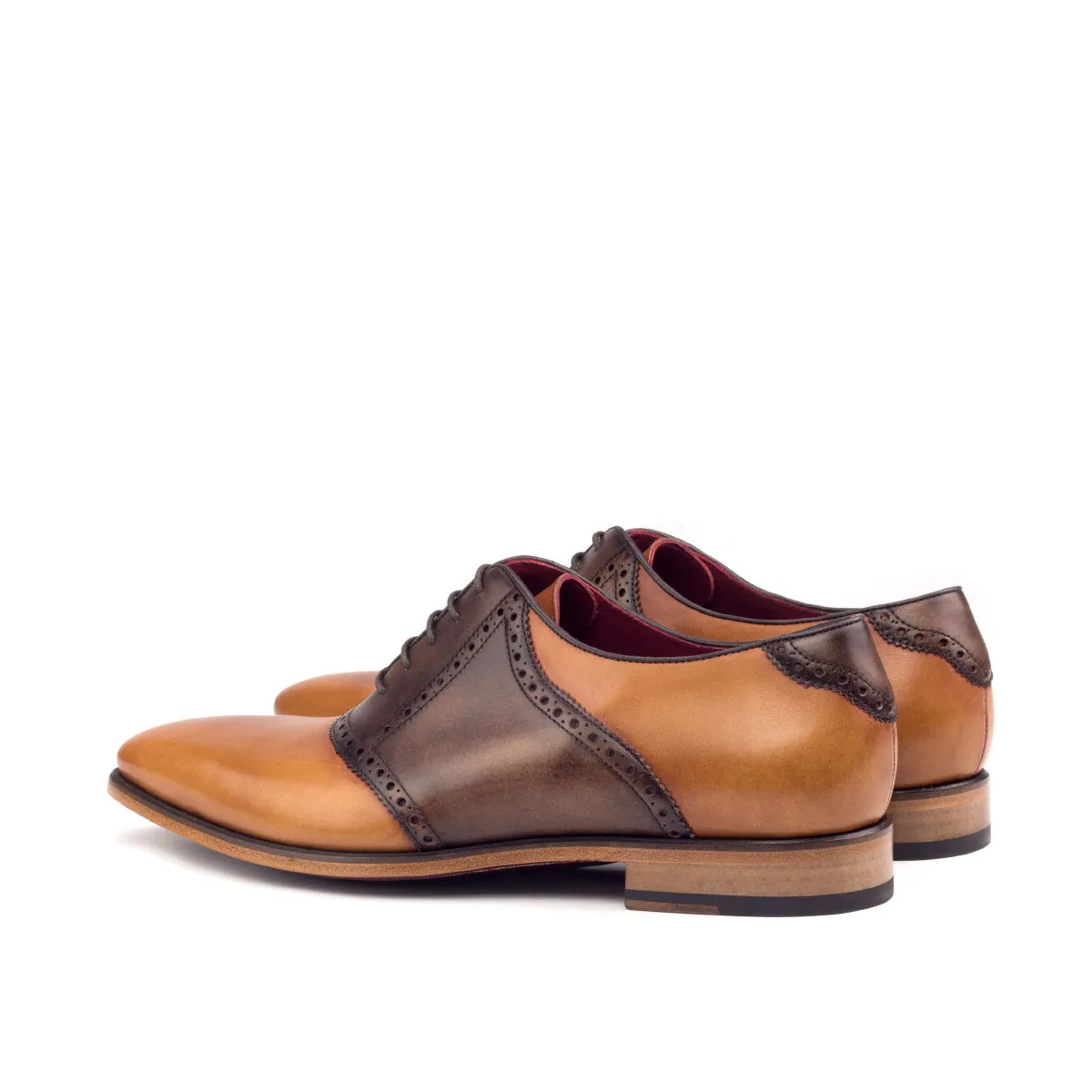 DapperFam Fabrizio in Cognac / Dark Brown Men's Italian Leather Saddle