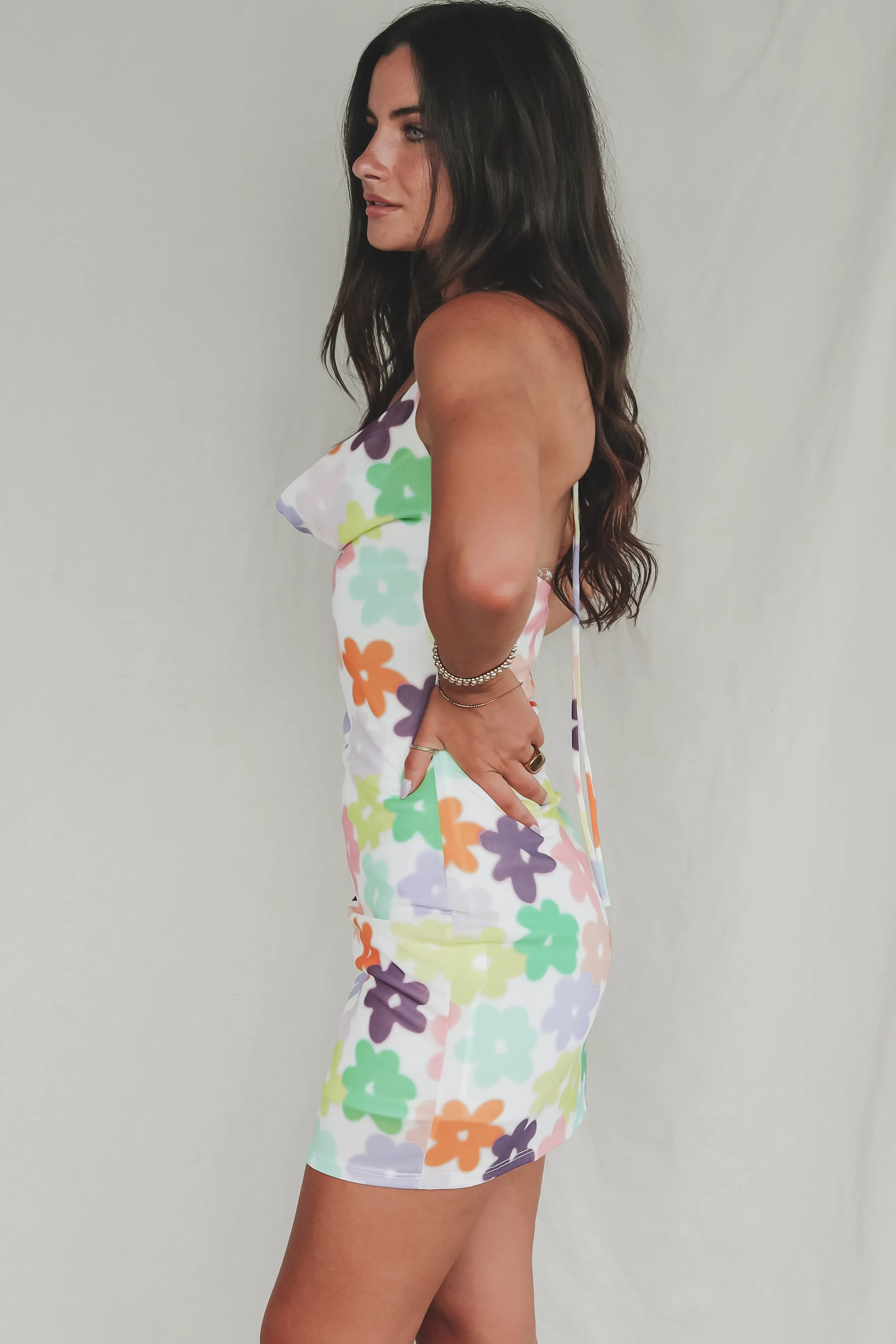 DEAL Meant To Be Mesh Floral Cowl Neck Dress