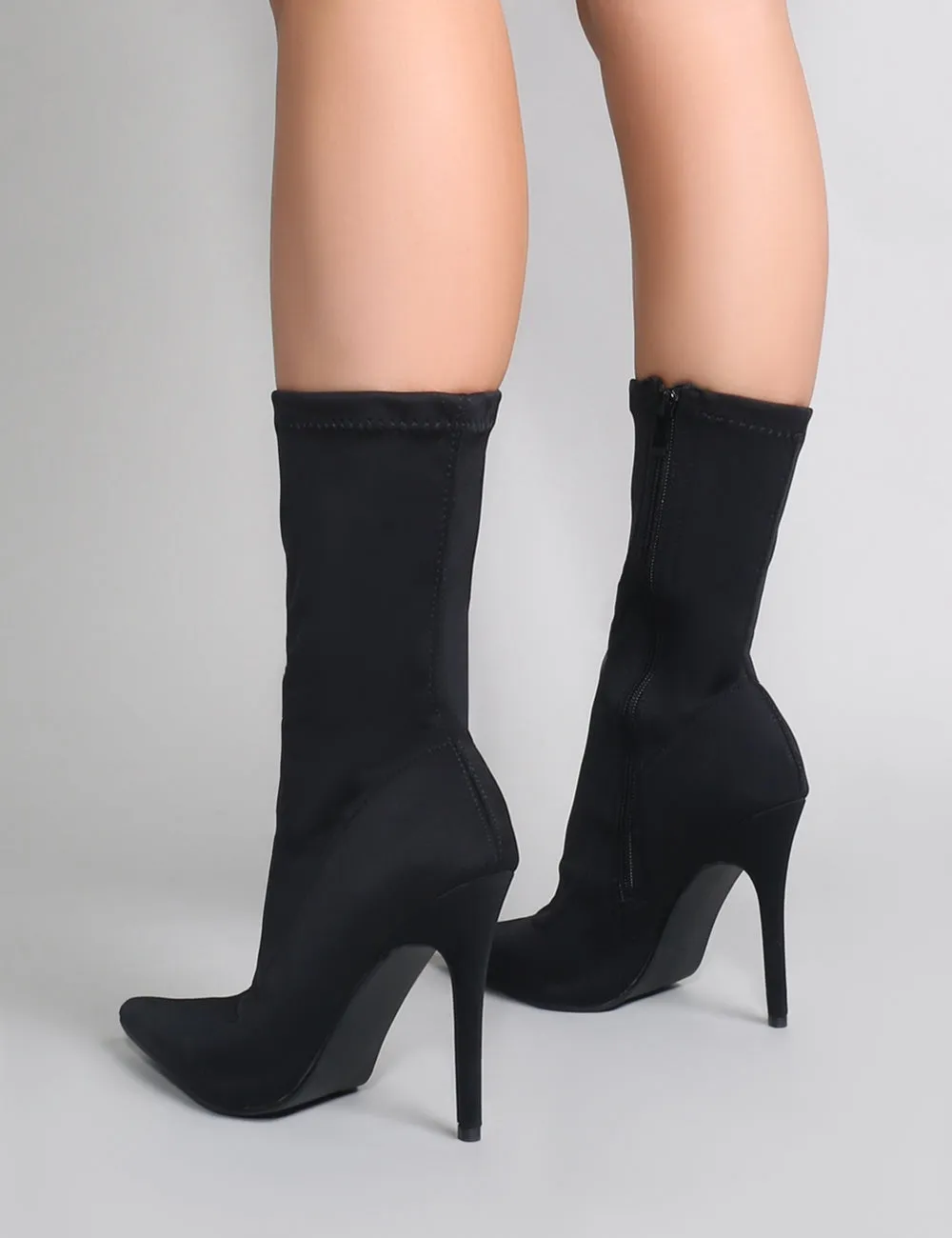 Direct Pointy Sock Boots in Black Stretch