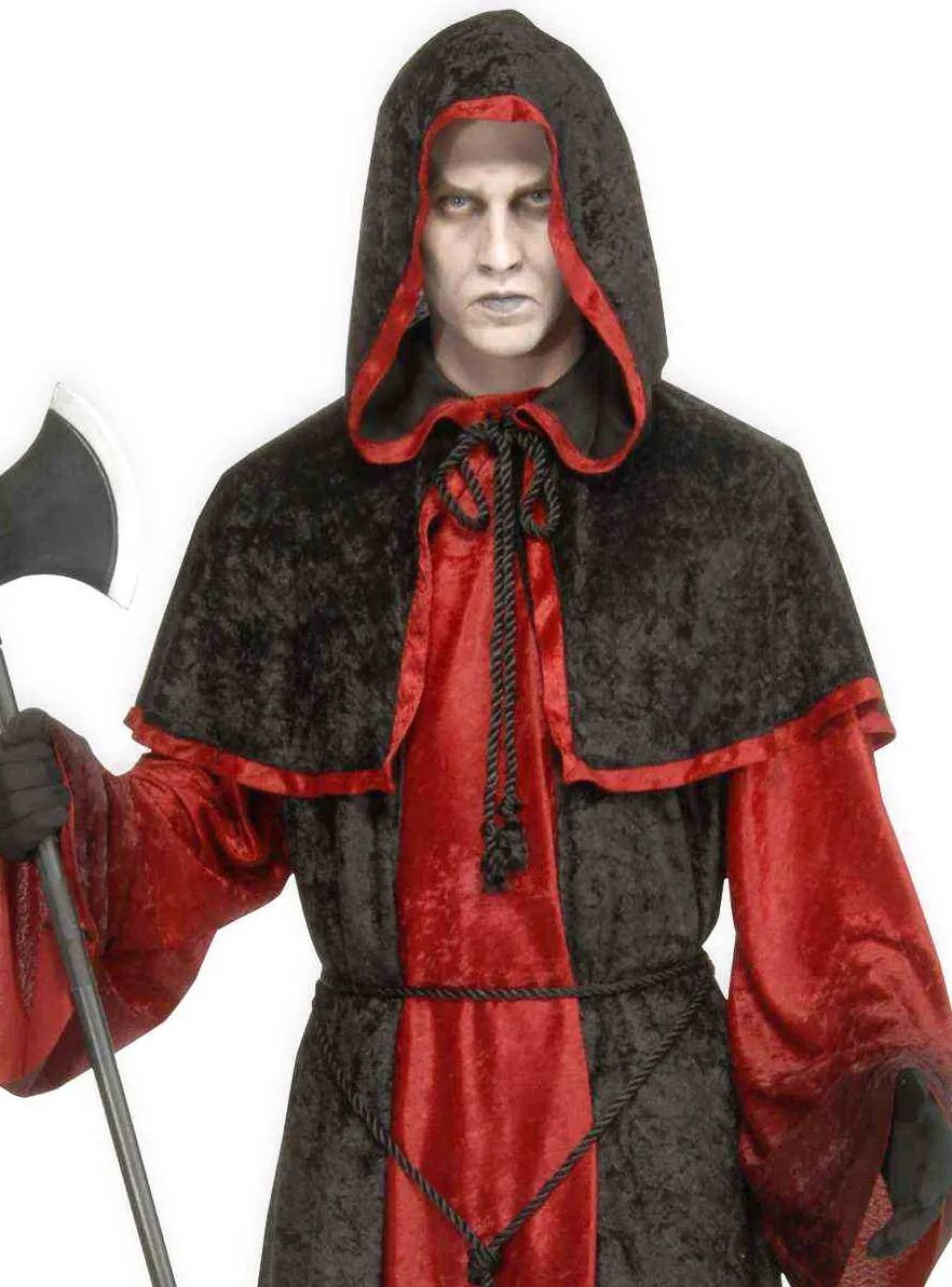 Gothic Red and Black Mens Demon Halloween Costume Robe