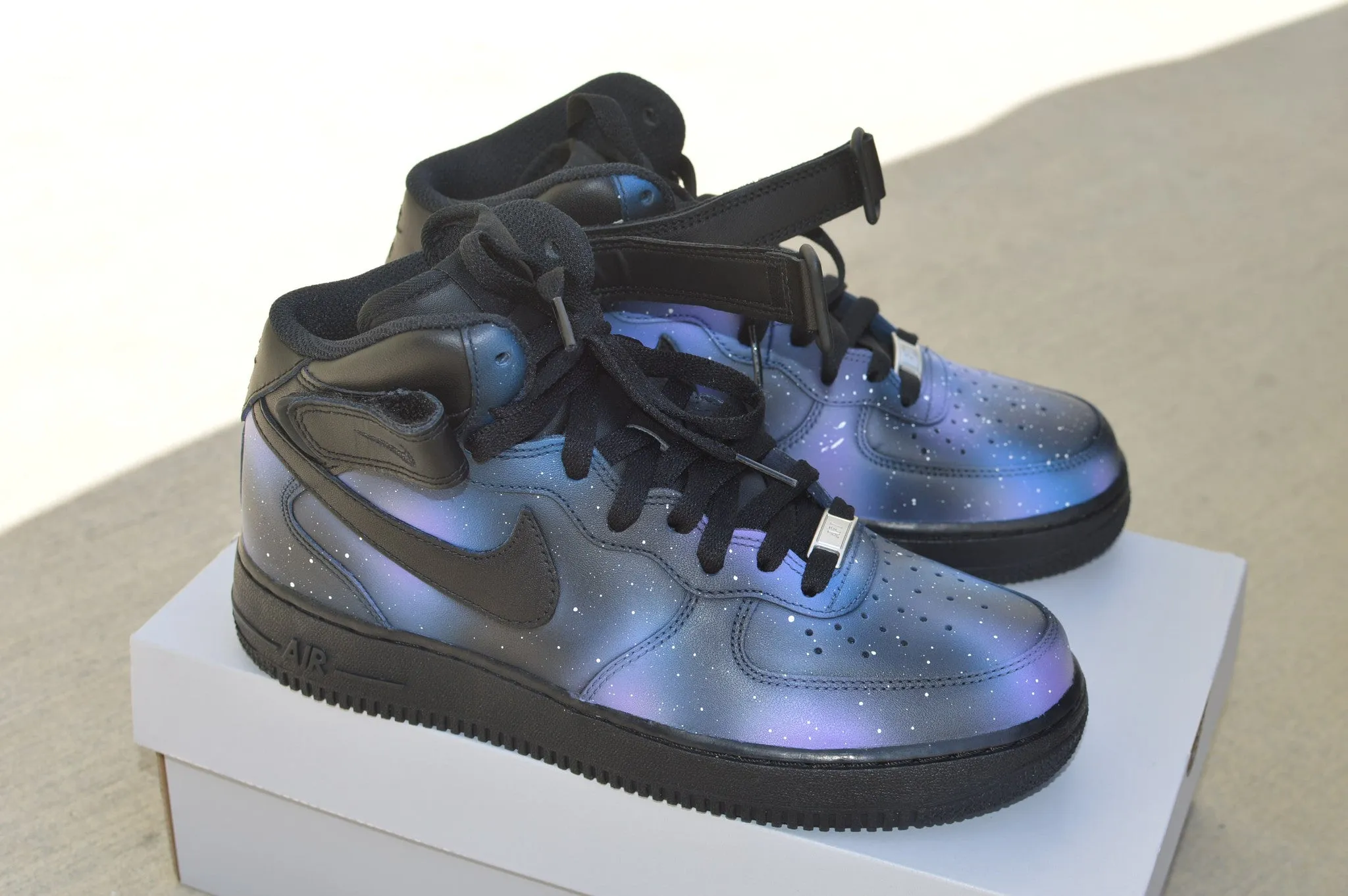 Custom Hand-Painted Galaxy Nike Air Force 1 Mid Sneakers