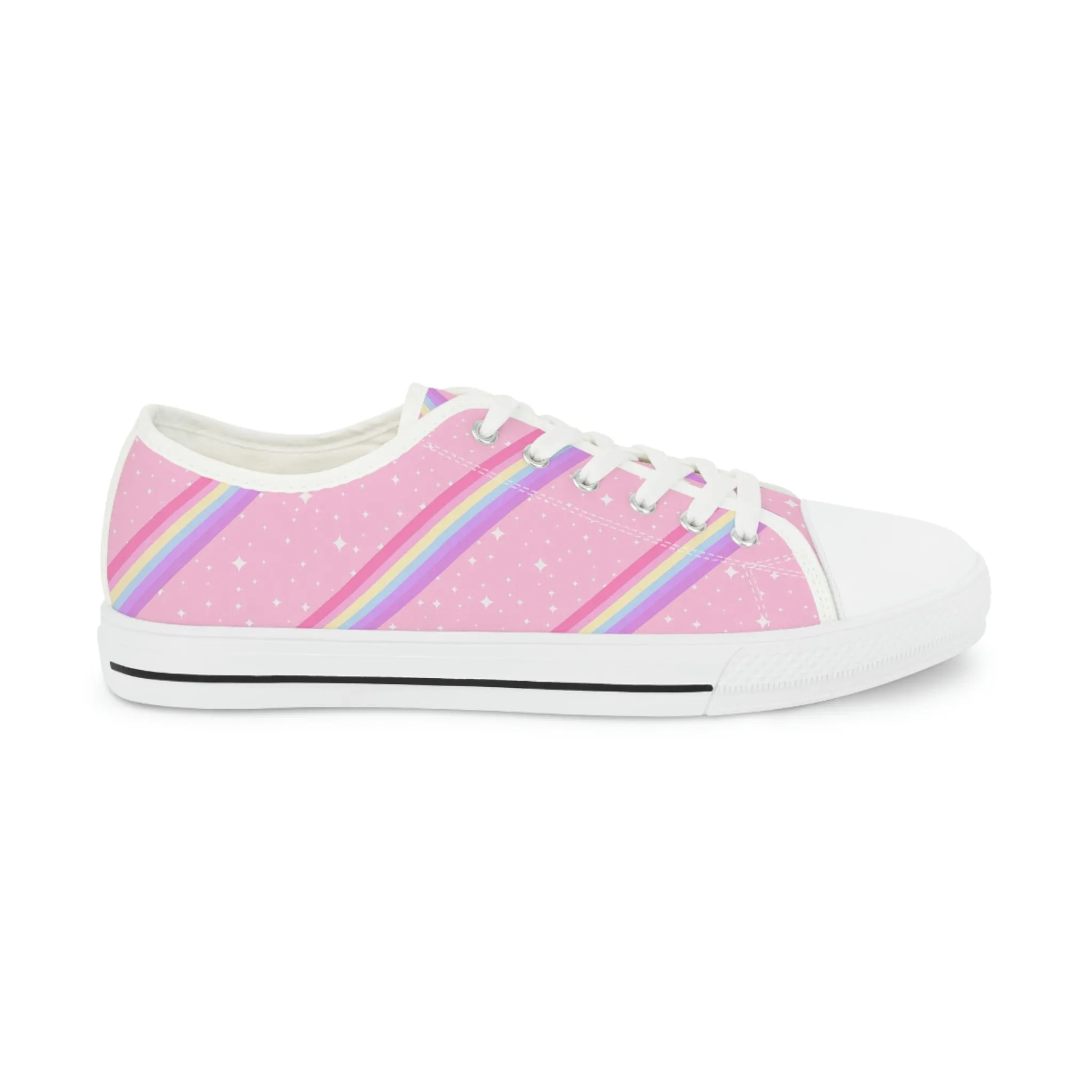 Kawaii Sparkle Cake Rainbow Beam Men's Low Top Sneakers