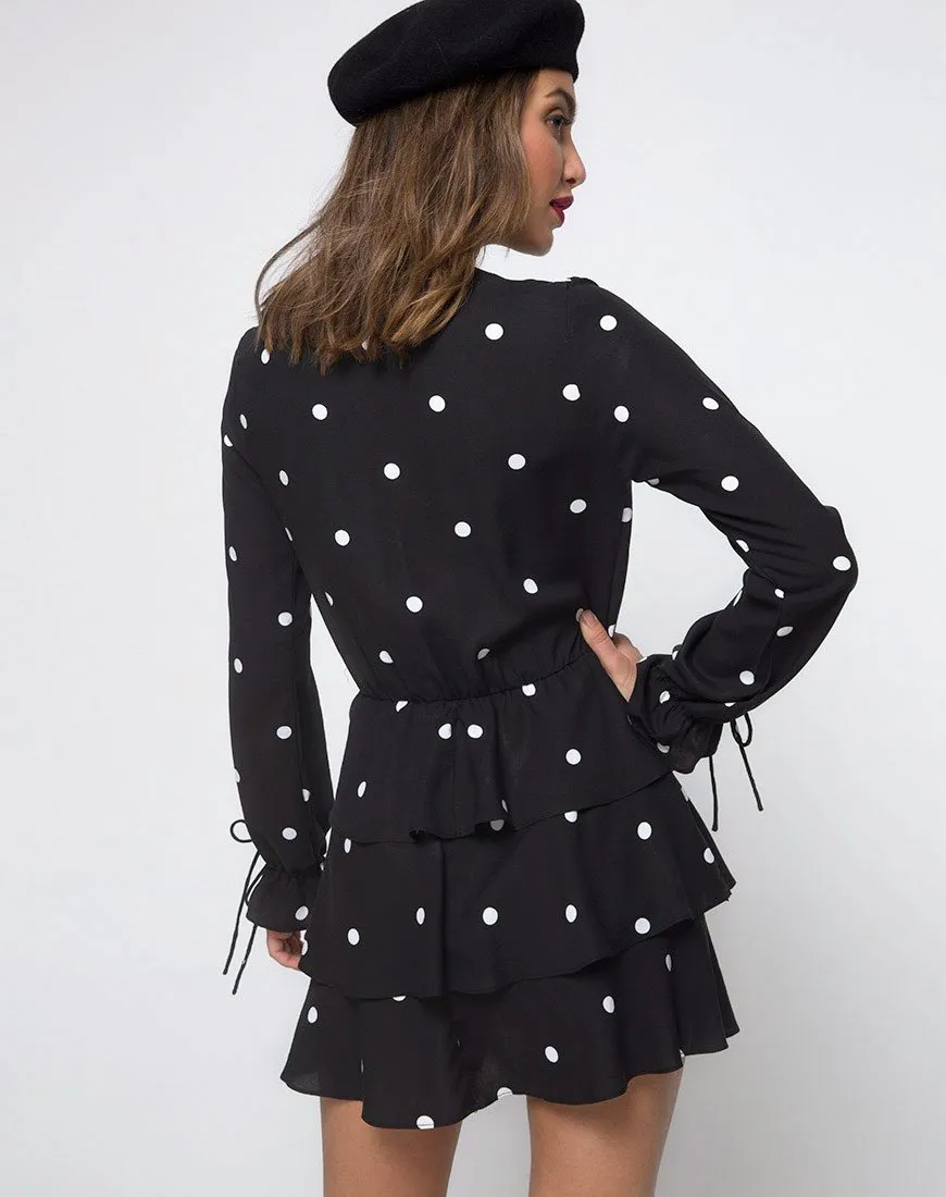 Kepsibelle Dress in Black and White Polkadot