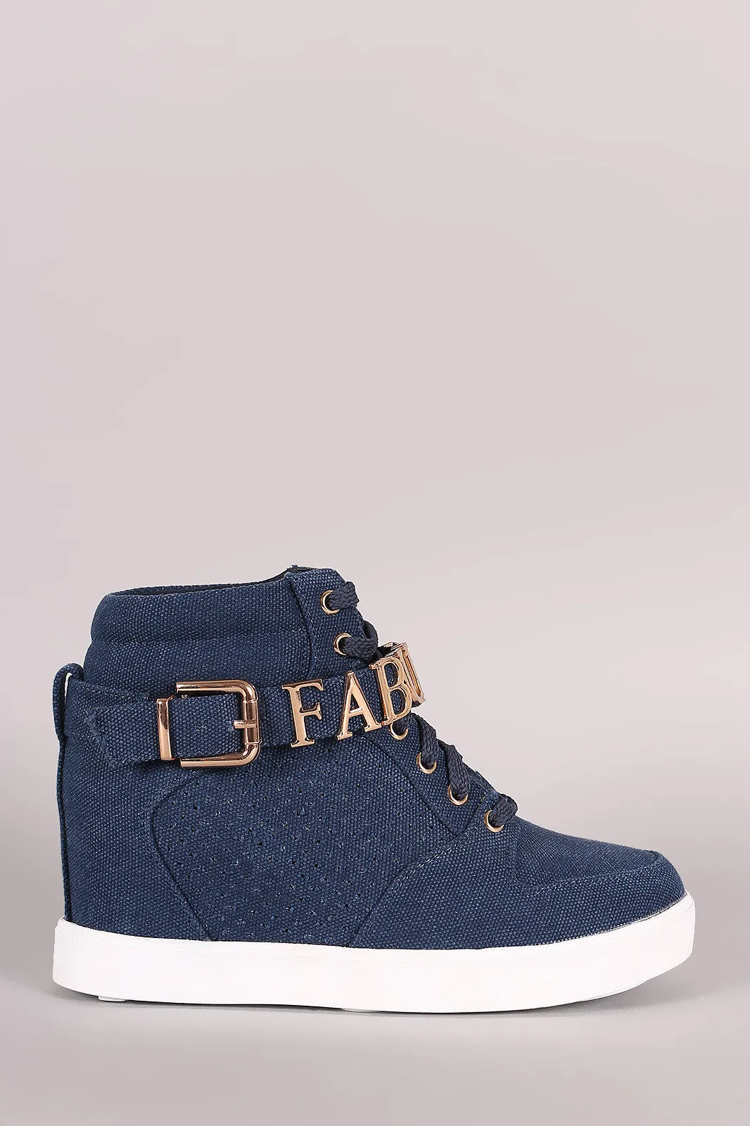 Liliana Denim Fabulous Lace-Up High Top Wedge Sneaker