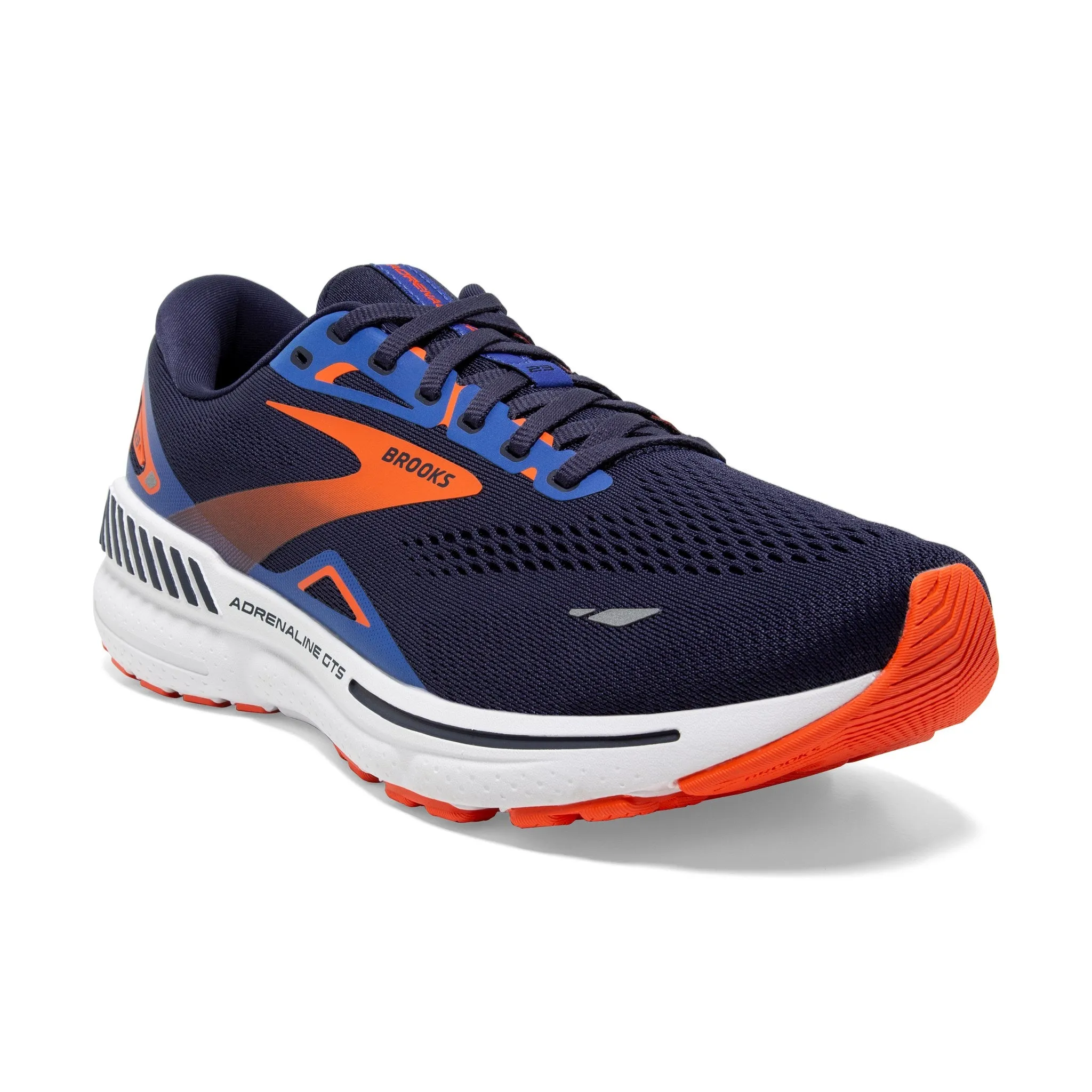 Men's Brooks Adrenaline GTS 23 Running Shoe in Peacoat/Orange/Surf the Web