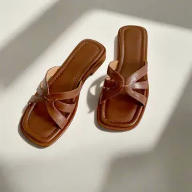 Nandi Brown Flat Mule Sandals