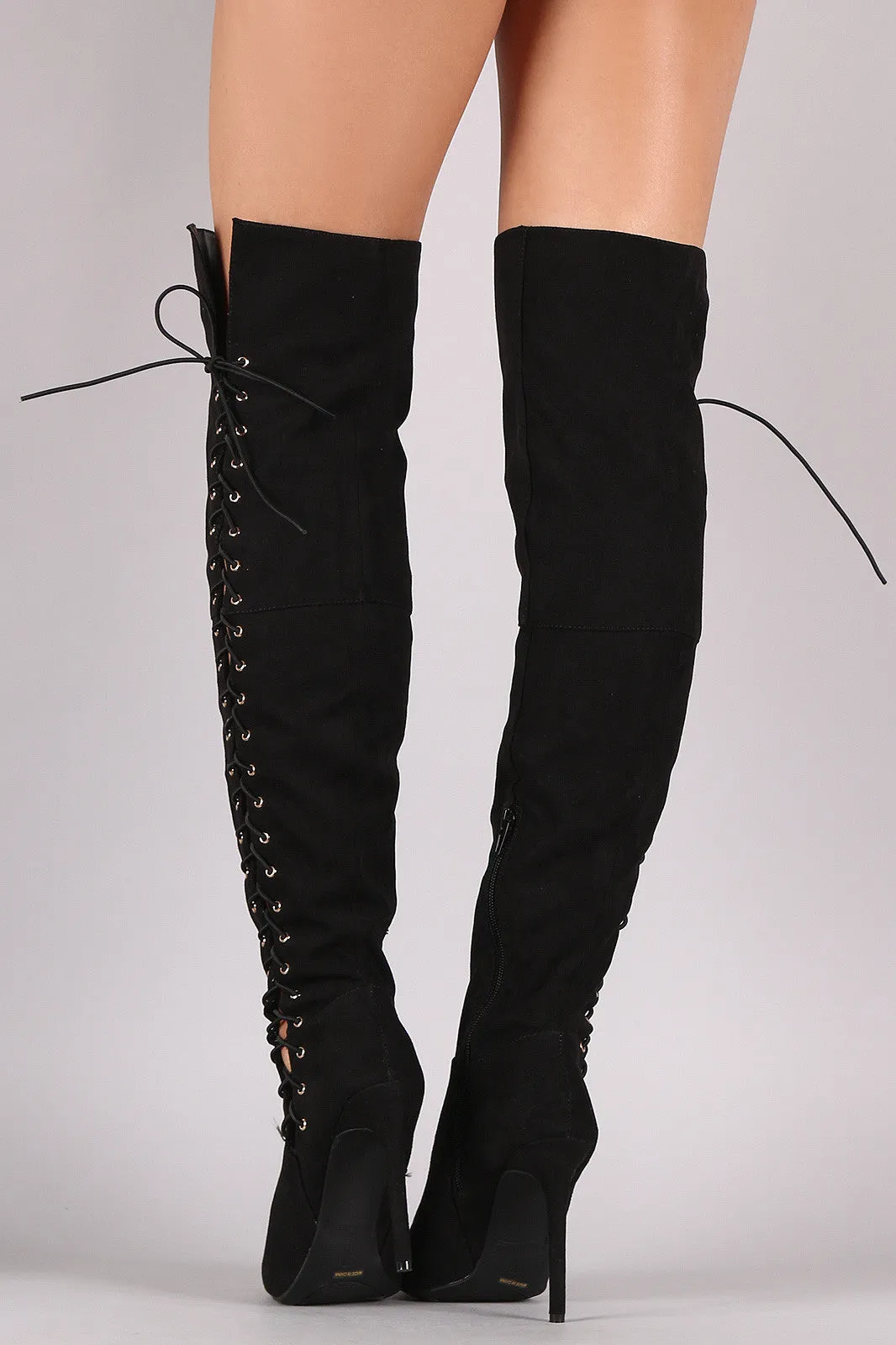 Nollie - Corset Lace Up Stiletto Boots