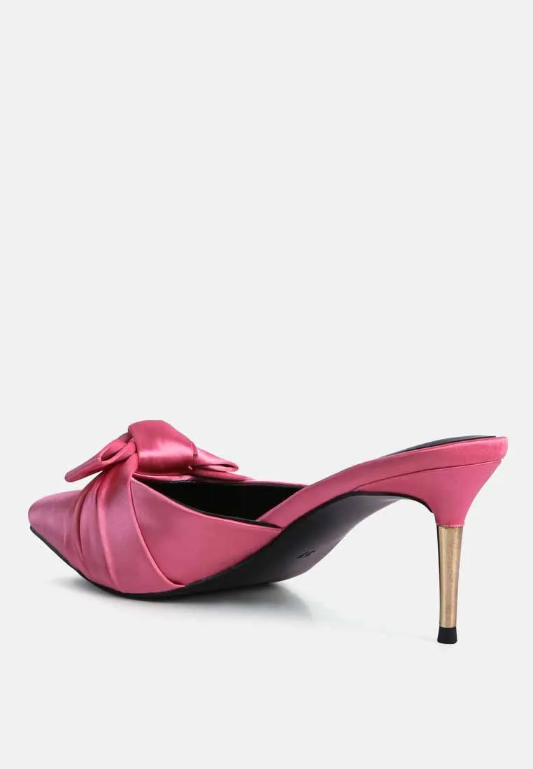 Queenie Satin Stiletto Mule Sandals