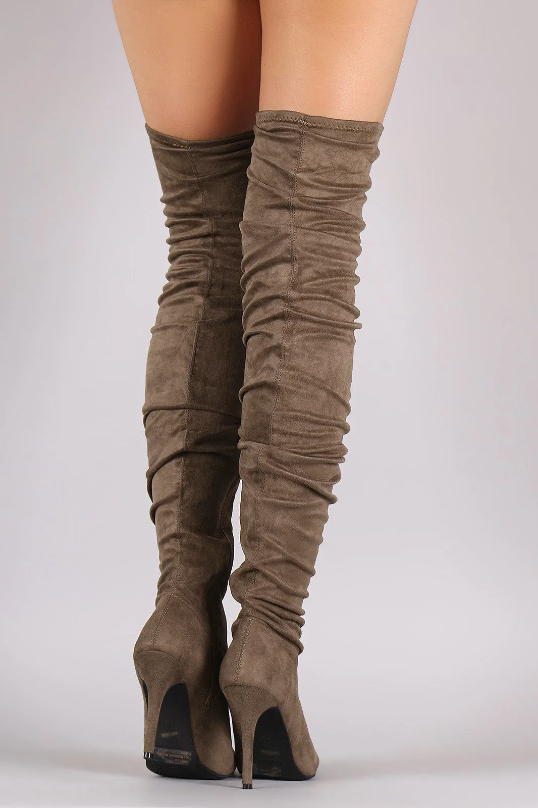 Rina - Suede Slouchy Pointy Toe Stiletto Boots