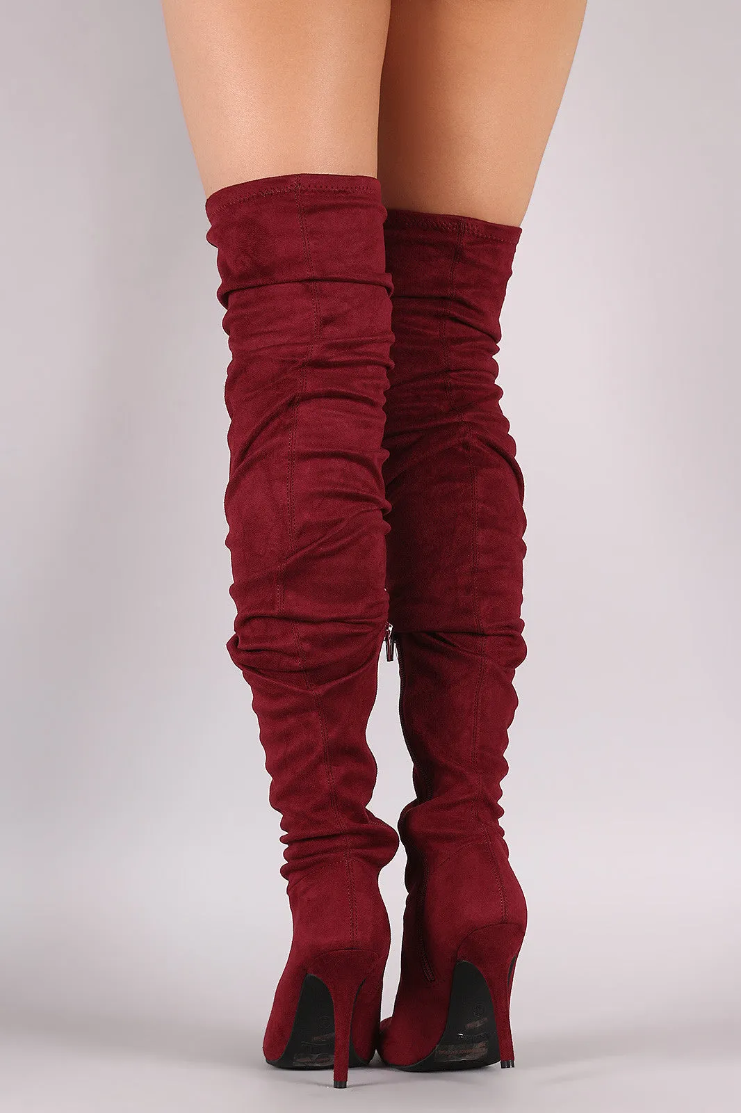 Rina - Suede Slouchy Pointy Toe Stiletto Boots