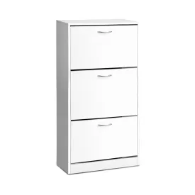 Shoe Cabinet Unit 3 Tier Storage Adjustable Shelves Hallway Bedroom