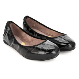 SOPHIA Ballet Flat Shoes - Black Croc