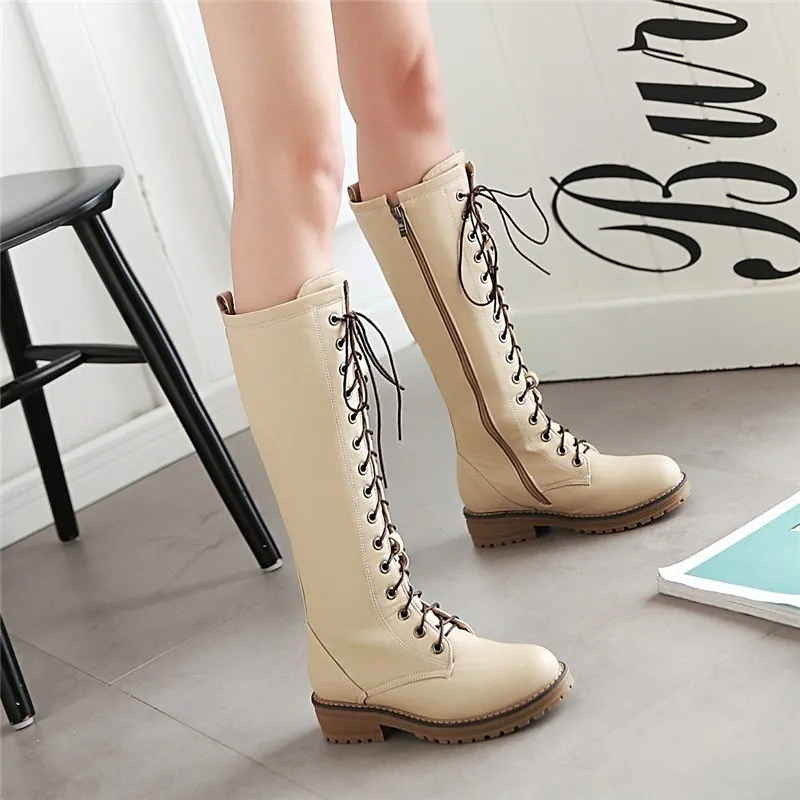 Square Heels Knee High Boots