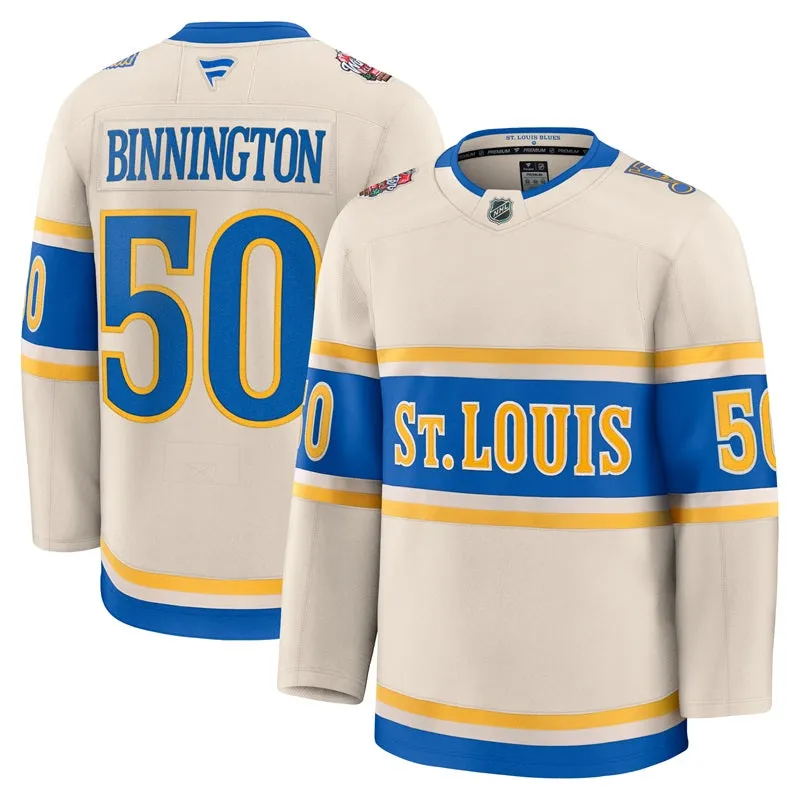 ST. LOUIS BLUES FANATICS PREMIUM BINNINGTON WINTER CLASSIC JERSEY - BEIGE