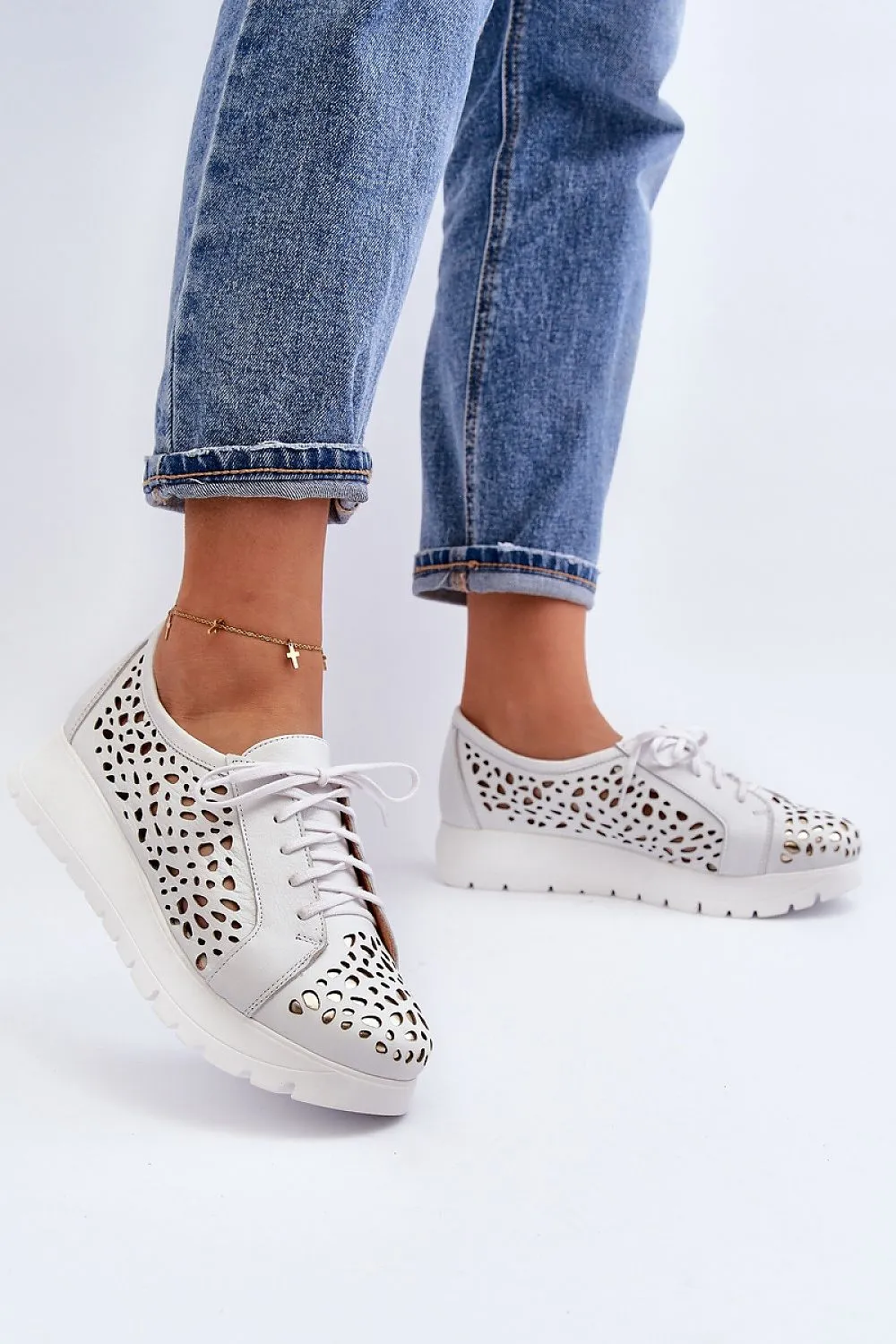 TEEK - Grey Mesh Laced Leather Low Shoes