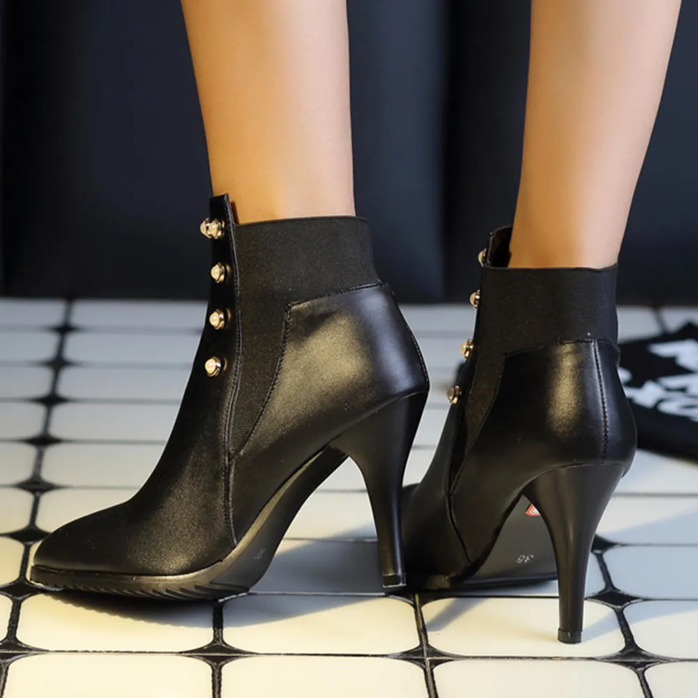 Thin High Heels Rivets Fashion Ankle Boots