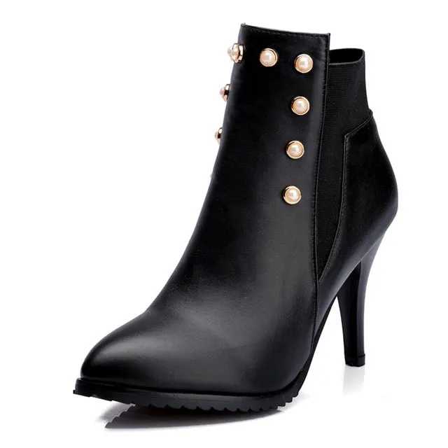 Thin High Heels Rivets Fashion Ankle Boots