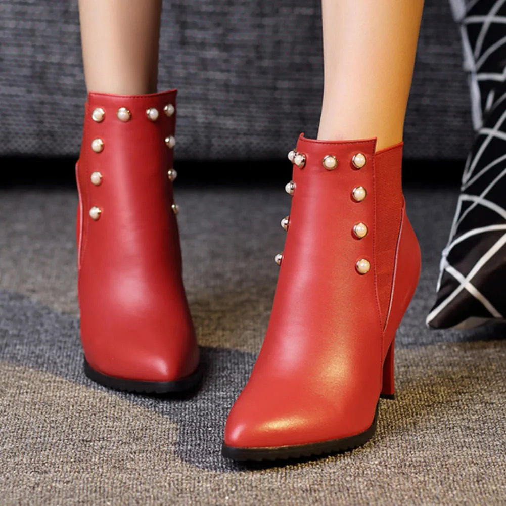 Thin High Heels Rivets Fashion Ankle Boots