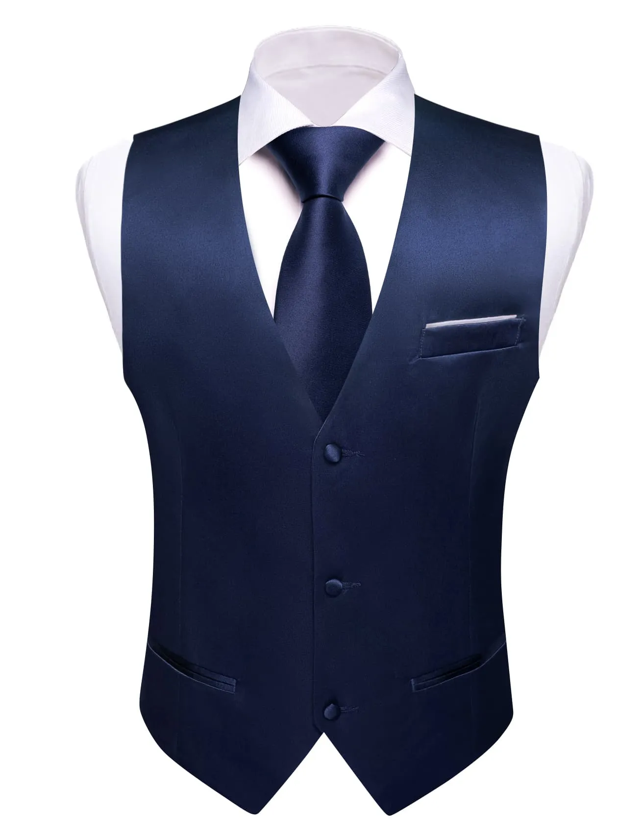 Ties2you Tuxedo Vest Oxford Blue Solid Button V Neck Dress Work Vest for Men