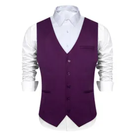 Ties2you Work Vest Palatinate Purple Solid Silk Dress Tuxedo Vest for Men