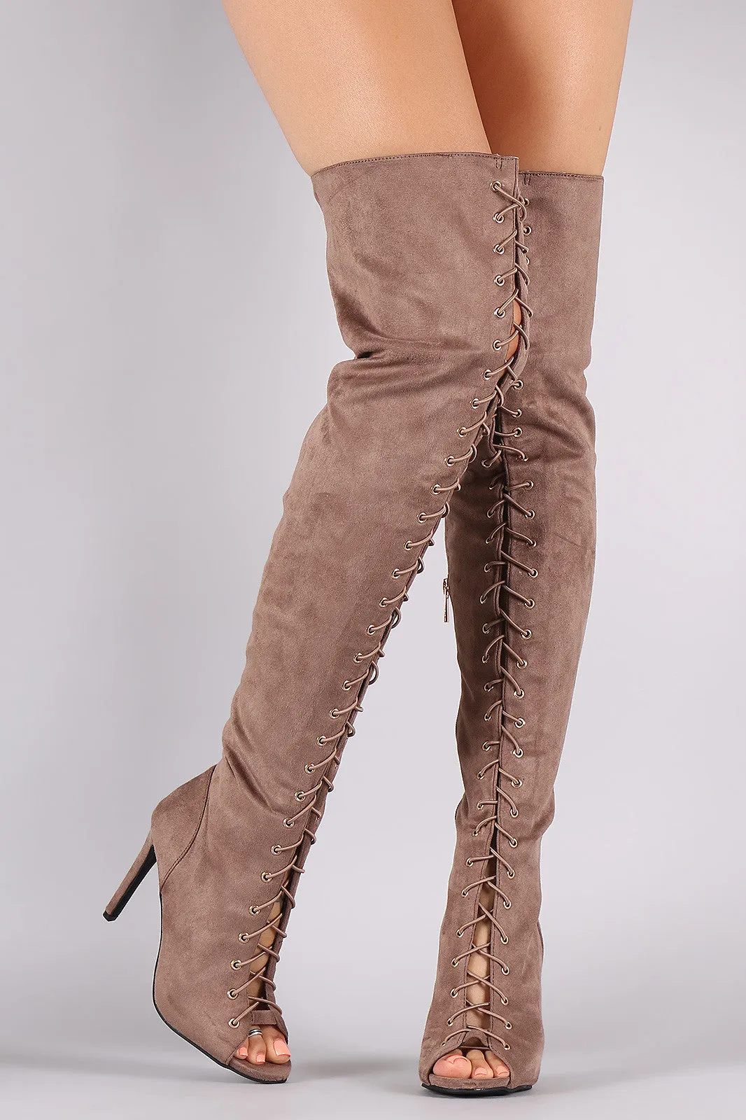 Trish - Open Toe Lace Up Boot