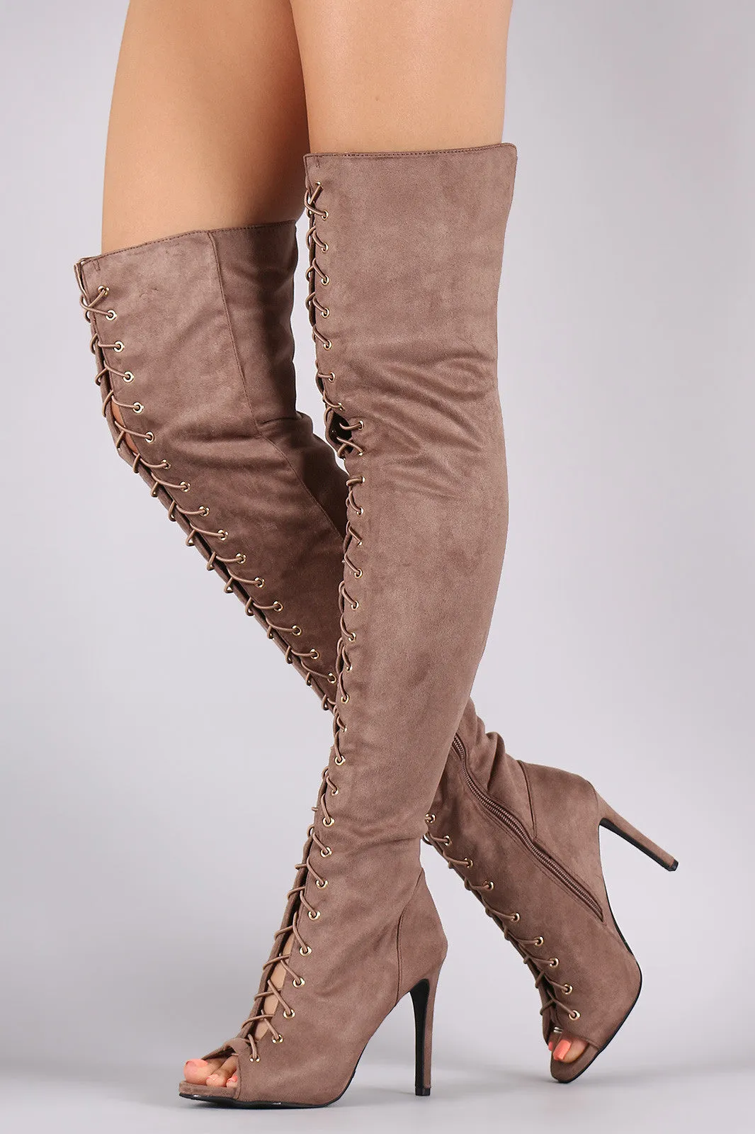 Trish - Open Toe Lace Up Boot