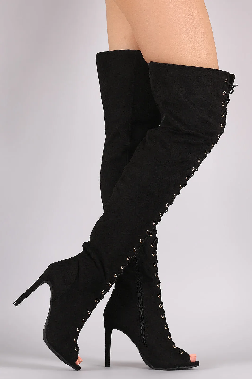 Trish - Open Toe Lace Up Boot