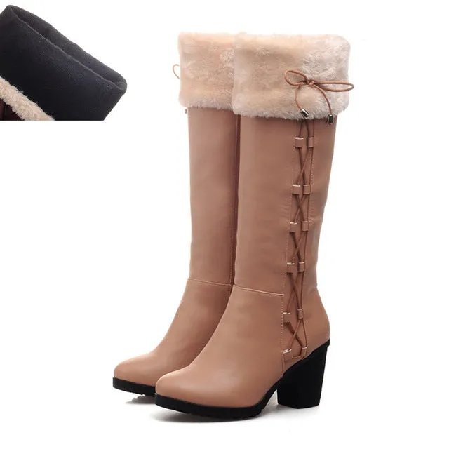 Winter Fur Knee-high Boots Snow