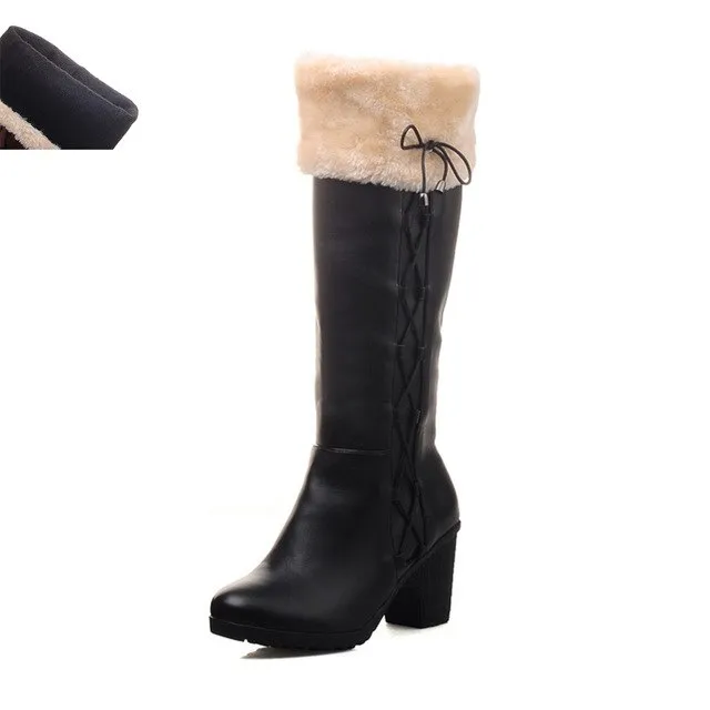 Winter Fur Knee-high Boots Snow