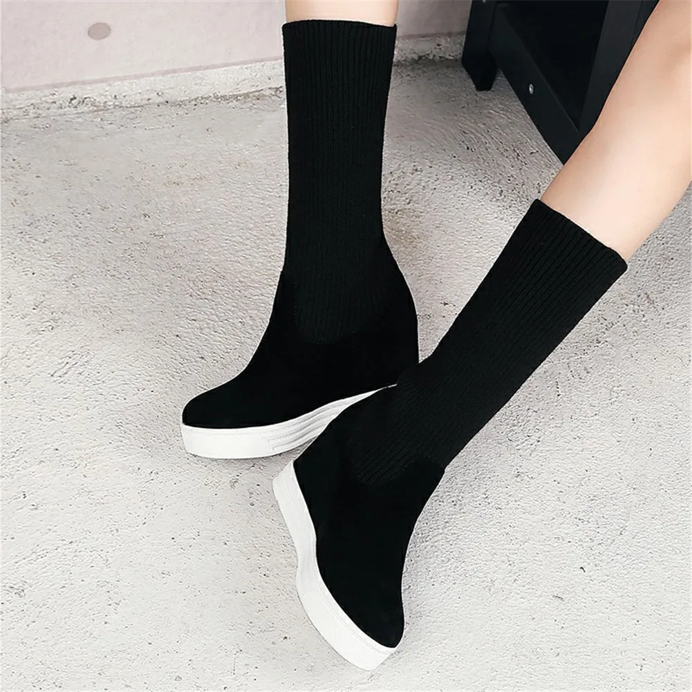 Winter high Heels Mid Calf Boots